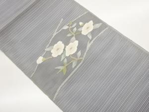 絽綴れ花葉模様織出し名古屋帯